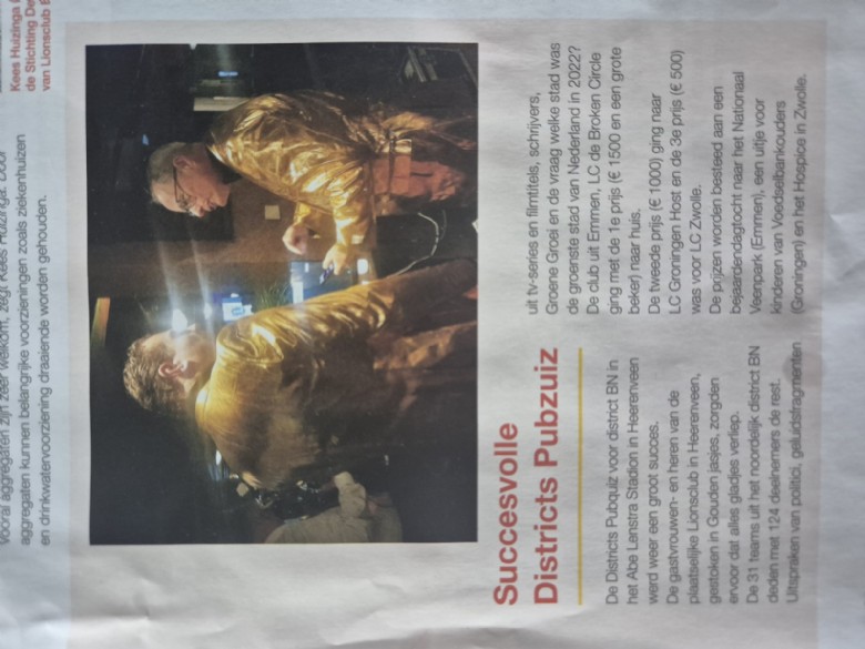 2024 Lions Pubquiz clubblad artikel